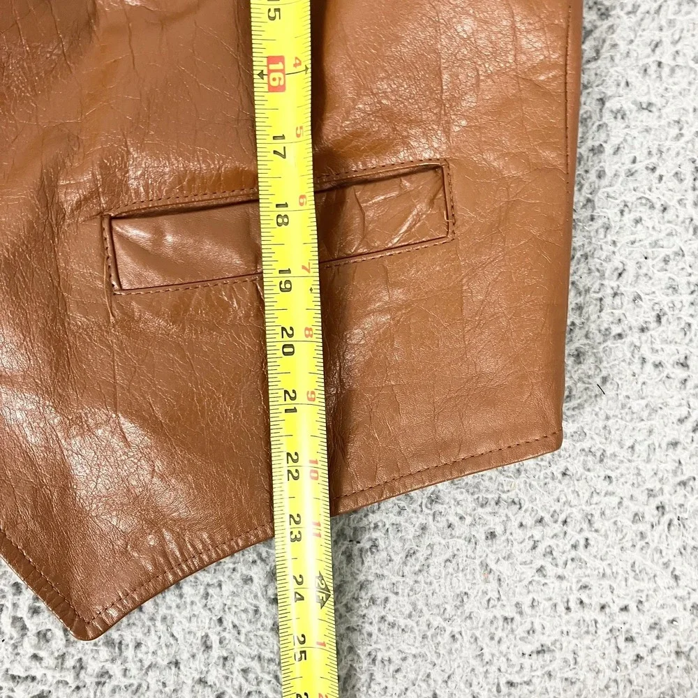 Vintage Trailmaster Vest Mens 42 Brown Leather Western‎ Cowboy 611 A 90s